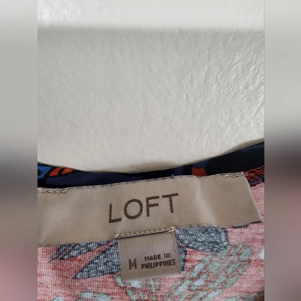 LOFT Coral Tropical Floral Tank Top with Multicolor Print - Picture 2 of 3